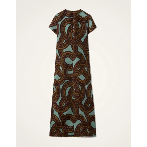 La DoubleJ Swing Dress Montecarlo Dusty Blue in Jacquard - Dresses - Milanese Maximalist Fashion at Coveti