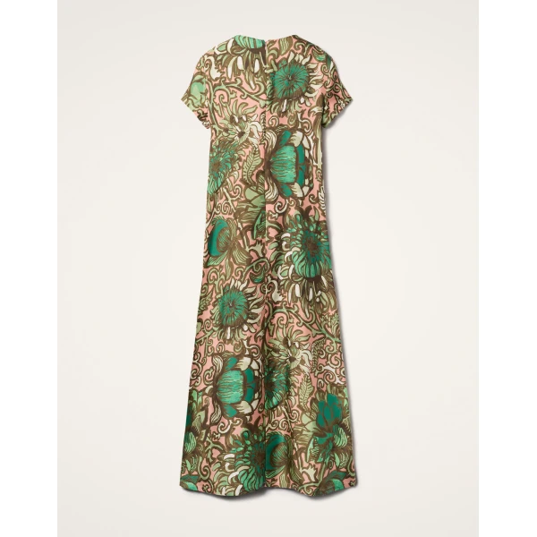 La DoubleJ Swing Dress Nucleus Placée Dusty Pink in Silk Twill With Feathers - Dresses - Milanese Maximalist Fashion at Coveti