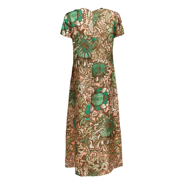 La DoubleJ Swing Dress Nucleus Placée Dusty Pink in Silk Twill With Feathers - Dresses - Milanese Maximalist Fashion at Coveti