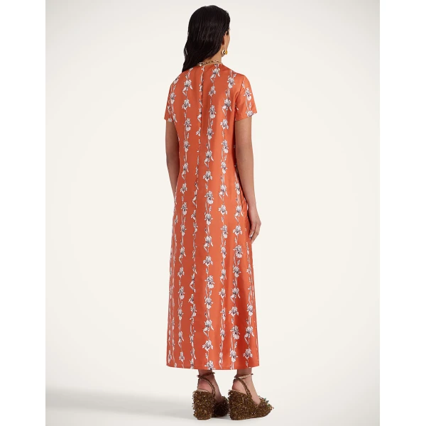 La DoubleJ Swing Dress Peonies Blue in Jacquard - Dresses - Milanese Maximalist Fashion at Coveti