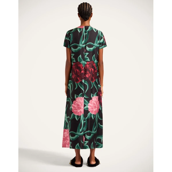 La DoubleJ Swing Dress Peony Black in Silk Twill - Dresses - Milanese Maximalist Fashion at Coveti