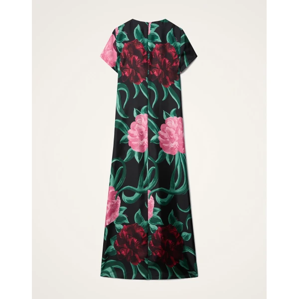 La DoubleJ Swing Dress Peony Black in Silk Twill - Dresses - Milanese Maximalist Fashion at Coveti