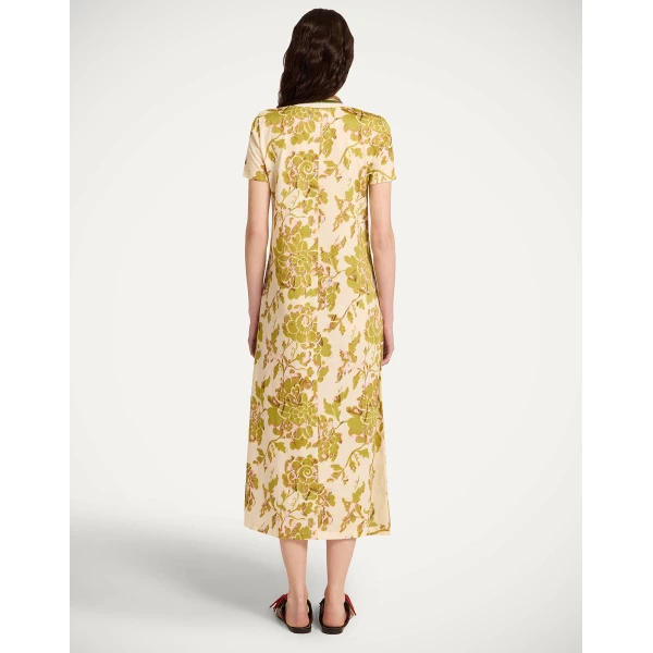 La DoubleJ Swing Dress Phoenix Placée Burgundy in Silk Twill - Dresses - Milanese Maximalist Fashion at Coveti