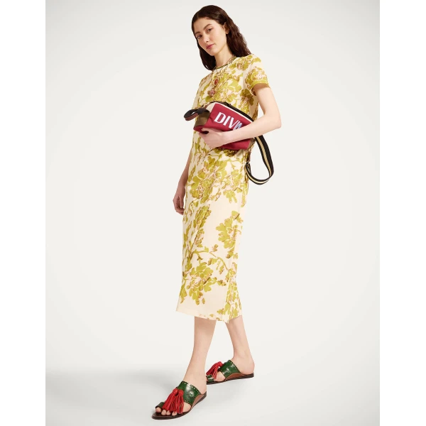 La DoubleJ Swing Dress Phoenix Placée Burgundy in Silk Twill - Dresses - Milanese Maximalist Fashion at Coveti