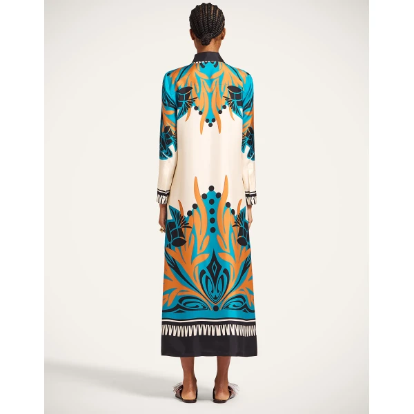 La DoubleJ Swing Dress Plaza Placée Ivory in Silk Twill - Dresses - Milanese Maximalist Fashion at Coveti