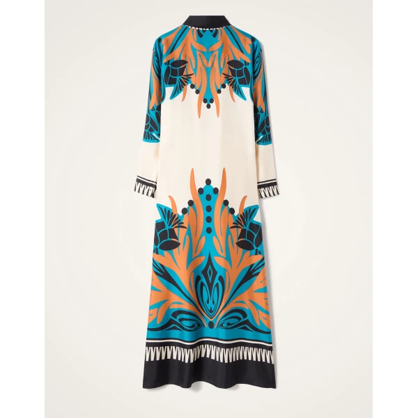 La DoubleJ Swing Dress Plaza Placée Ivory in Silk Twill - Dresses - Milanese Maximalist Fashion at Coveti