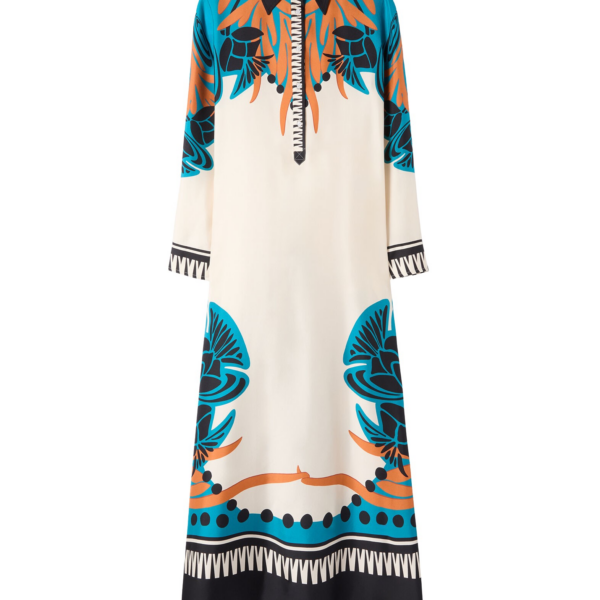 La DoubleJ Swing Dress Plaza Placée Ivory in Silk Twill - Dresses - Milanese Maximalist Fashion at Coveti
