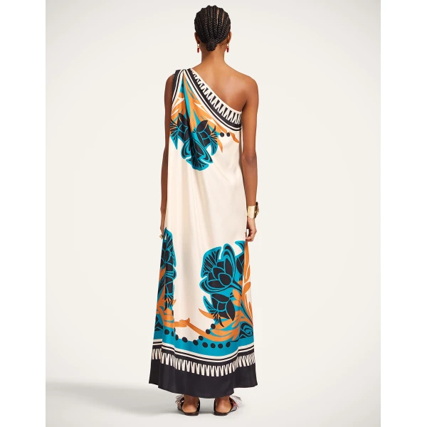 La DoubleJ Swing Dress Reef White in Silk Twill - Dresses - Milanese Maximalist Fashion at Coveti