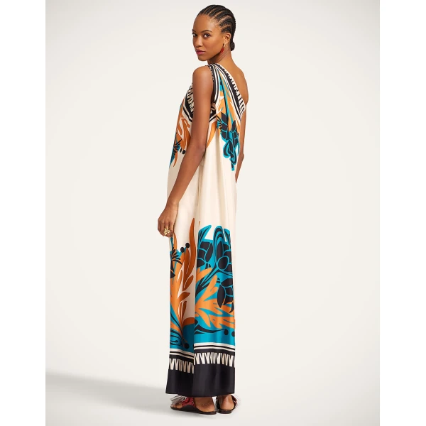 La DoubleJ Swing Dress Reef White in Silk Twill - Dresses - Milanese Maximalist Fashion at Coveti
