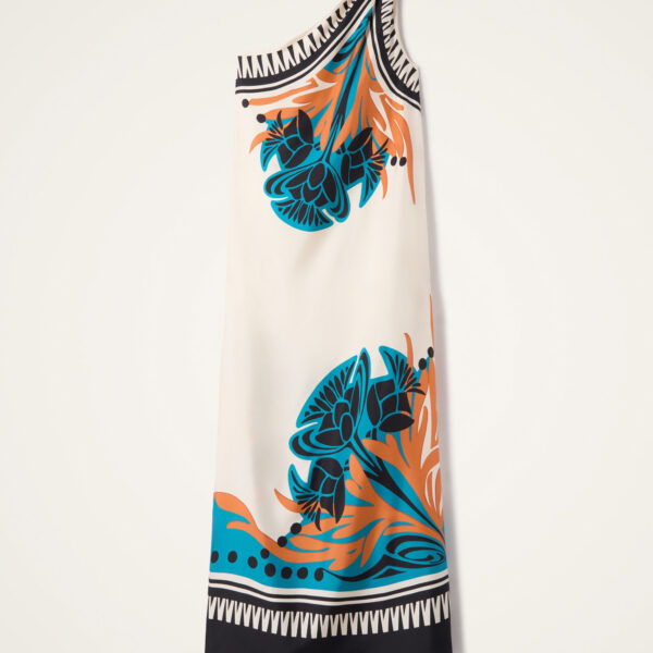 La DoubleJ Swing Dress Reef White in Silk Twill - Dresses - Milanese Maximalist Fashion at Coveti