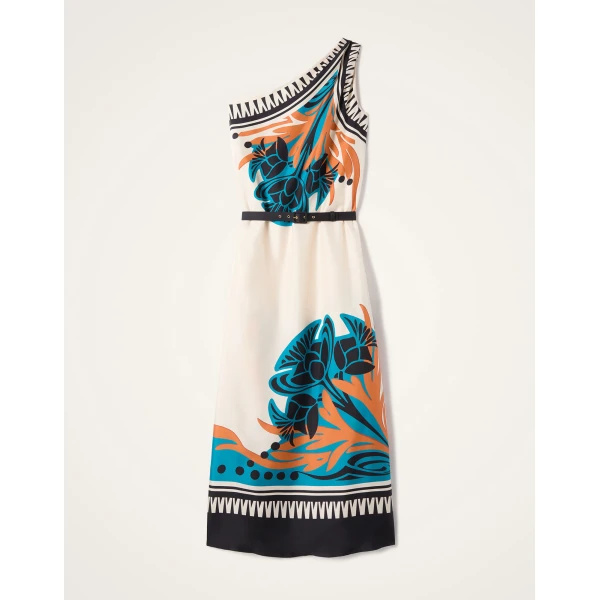 La DoubleJ Swing Dress Reef White in Silk Twill - Dresses - Milanese Maximalist Fashion at Coveti