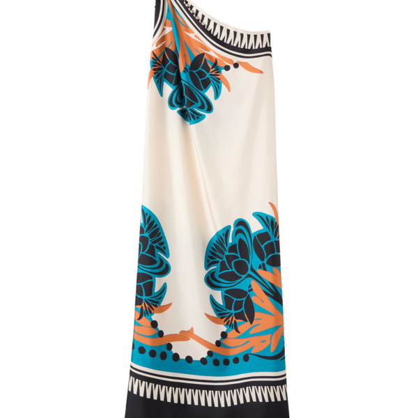 La DoubleJ Swing Dress Reef White in Silk Twill - Dresses - Milanese Maximalist Fashion at Coveti