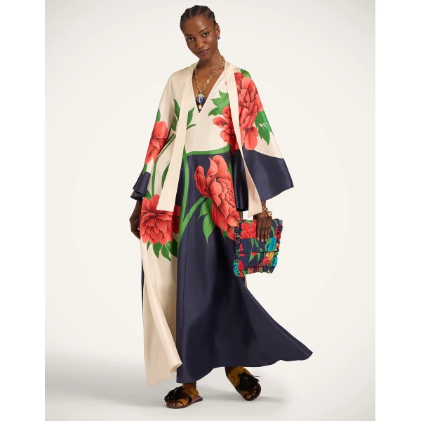 La DoubleJ Swing Dress Sanctuary Placée Light Blue in Silk Twill - Dresses - Milanese Maximalist Fashion at Coveti