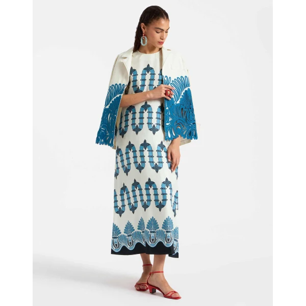 La DoubleJ Swing Dress Scirocco Placée Ivory in Silk Twill - Dresses - Milanese Maximalist Fashion at Coveti