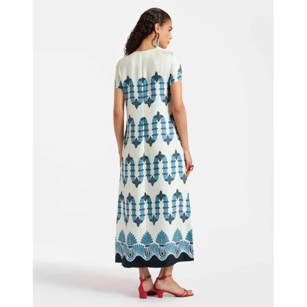 La DoubleJ Swing Dress Scirocco Placée Ivory in Silk Twill - Dresses - Milanese Maximalist Fashion at Coveti