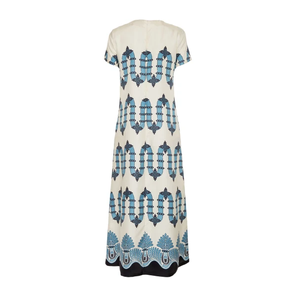 La DoubleJ Swing Dress Scirocco Placée Ivory in Silk Twill - Dresses - Milanese Maximalist Fashion at Coveti