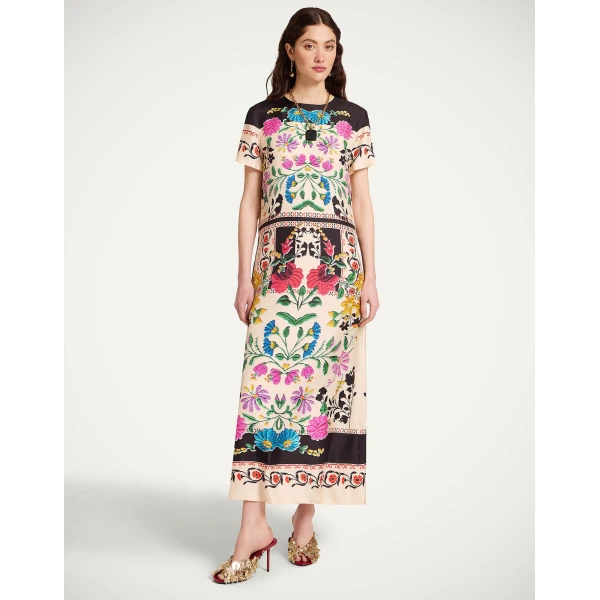 La DoubleJ Swing Dress Slinky Rosso in Silk Twill - Dresses - Milanese Maximalist Fashion at Coveti