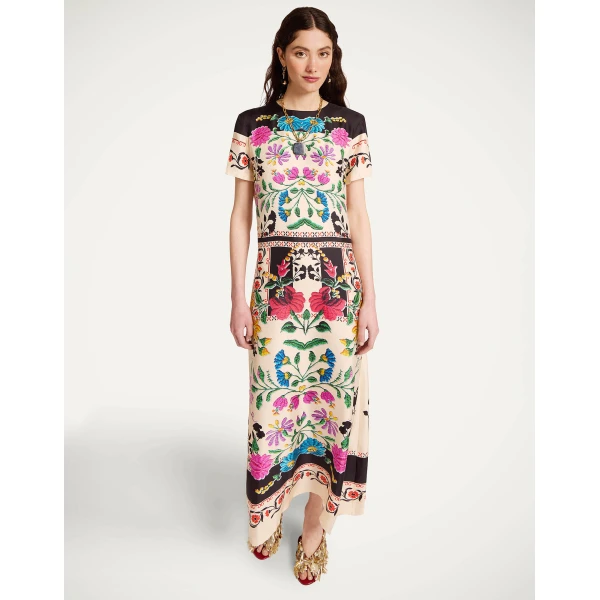 La DoubleJ Swing Dress Slinky Rosso in Silk Twill - Dresses - Milanese Maximalist Fashion at Coveti