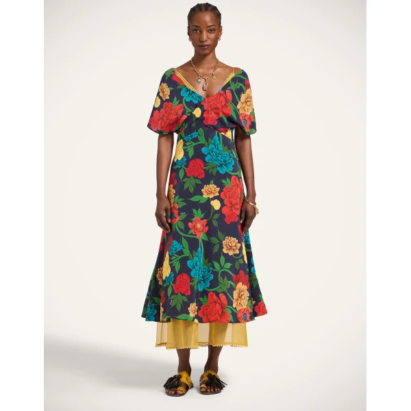 La DoubleJ Swing Dress Swathe Pink in Silk Twill - Dresses - Milanese Maximalist Fashion at Coveti