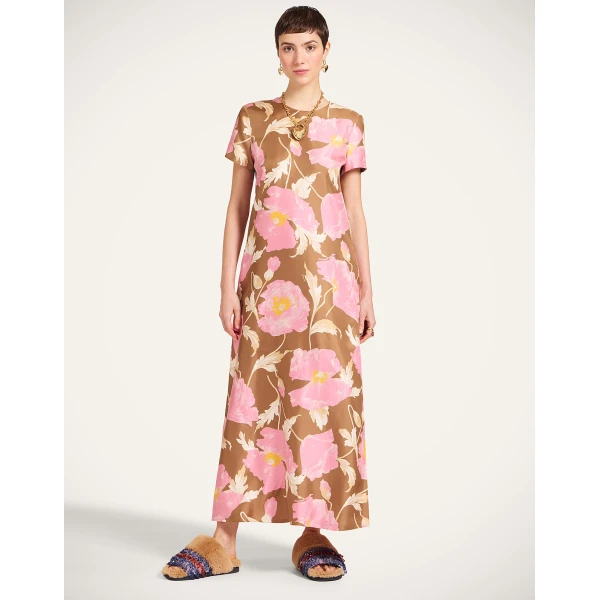 La DoubleJ Swing Dress Sylph Khaki in Silk Twill - Dresses - Milanese Maximalist Fashion at Coveti