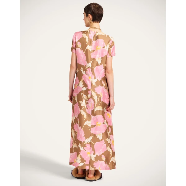 La DoubleJ Swing Dress Sylph Khaki in Silk Twill - Dresses - Milanese Maximalist Fashion at Coveti