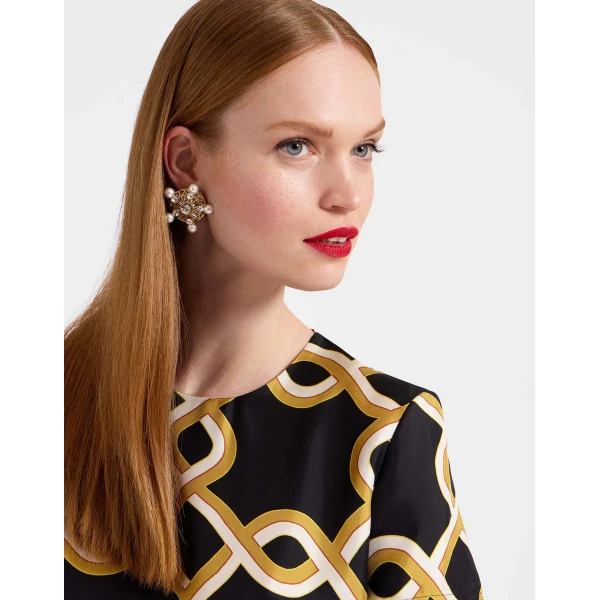 La DoubleJ Swing Dress Tackle Black in Silk Twill With Feathers - Dresses - Milanese Maximalist Fashion at Coveti