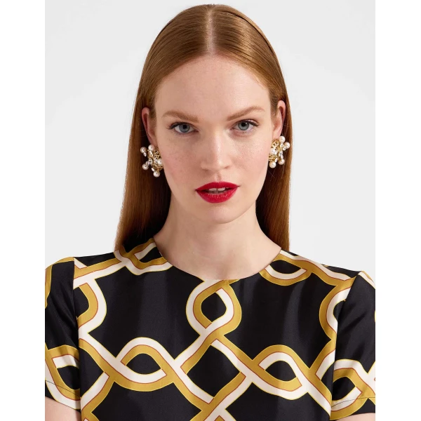 La DoubleJ Swing Dress Tackle Black in Silk Twill With Feathers - Dresses - Milanese Maximalist Fashion at Coveti