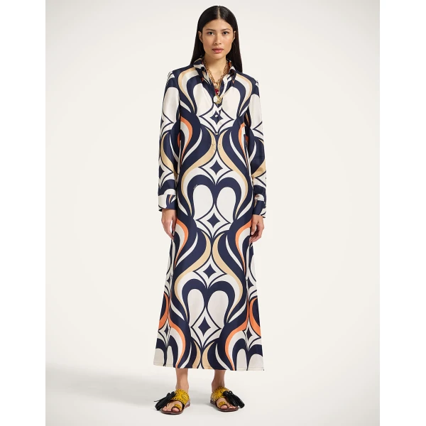 La DoubleJ Swing Dress Tackle Gold in Jacquard - Dresses - Milanese Maximalist Fashion at Coveti