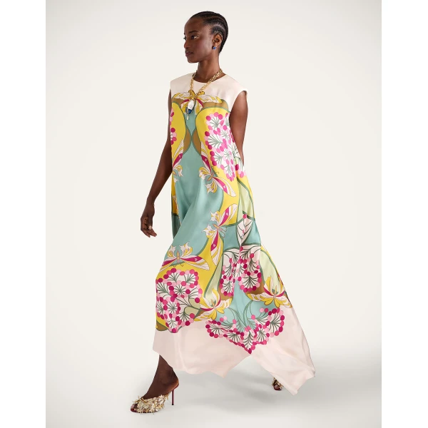 La DoubleJ Swing Dress Tangle Light Blue in Silk Twill - Dresses - Milanese Maximalist Fashion at Coveti