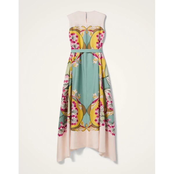 La DoubleJ Swing Dress Tangle Light Blue in Silk Twill - Dresses - Milanese Maximalist Fashion at Coveti
