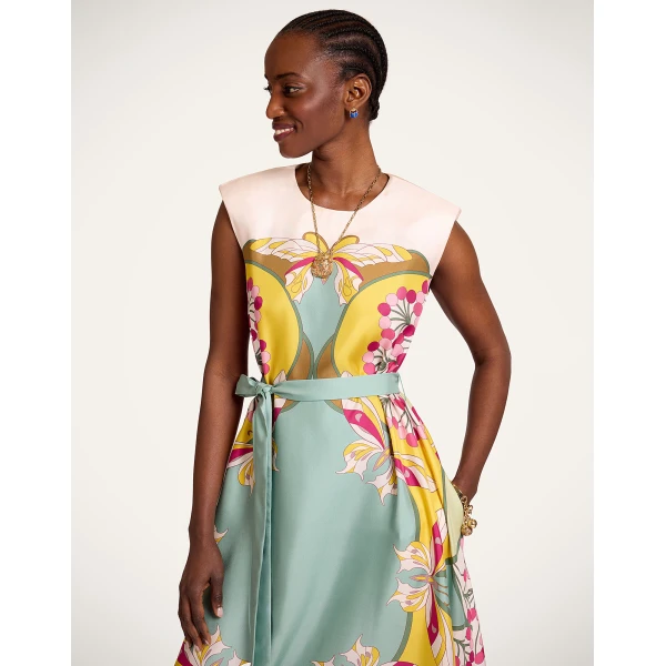 La DoubleJ Swing Dress Tangle Light Blue in Silk Twill - Dresses - Milanese Maximalist Fashion at Coveti