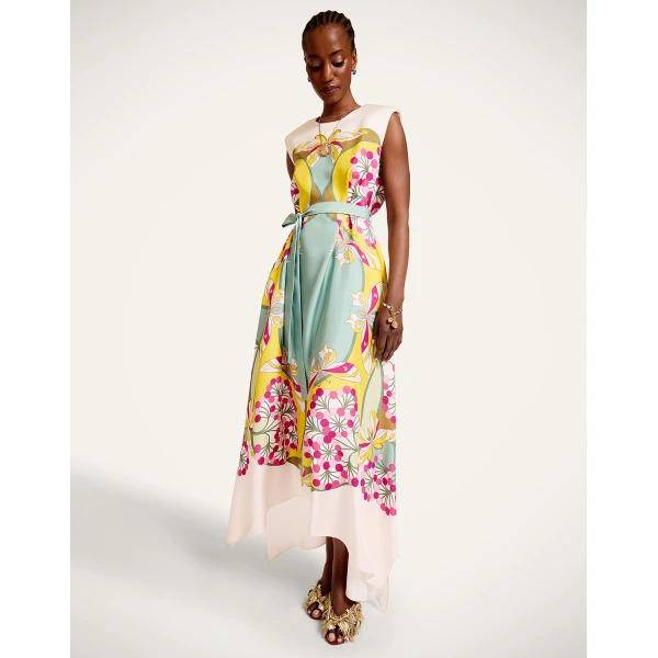 La DoubleJ Swing Dress Tangle Light Blue in Silk Twill - Dresses - Milanese Maximalist Fashion at Coveti