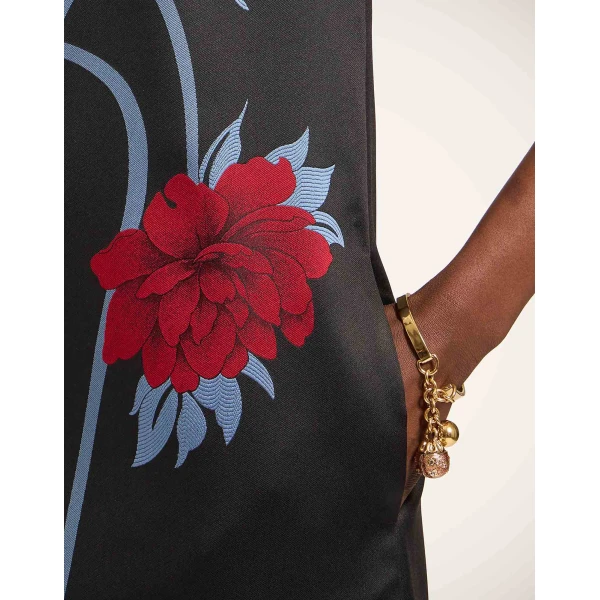 La DoubleJ Swing Dress Tulip Placée Green in Silk Twill with Feathers - Dresses - Milanese Maximalist Fashion at Coveti