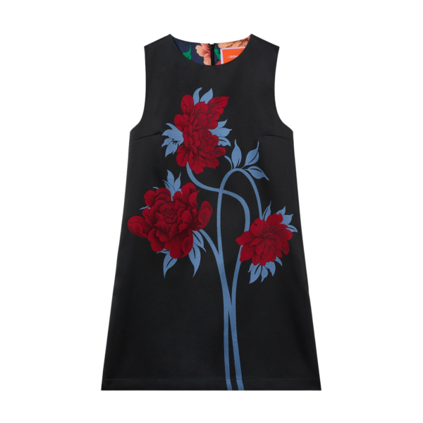 La DoubleJ Swing Dress Tulip Placée Green in Silk Twill with Feathers - Dresses - Milanese Maximalist Fashion at Coveti
