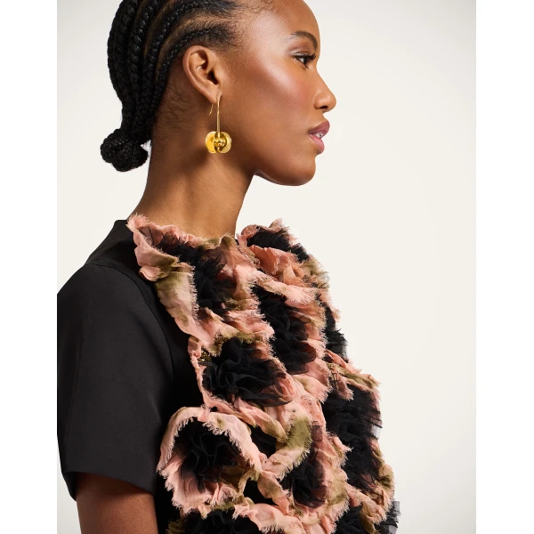 La DoubleJ Swing Dress Tulip Placée Pale Pink in Silk Twill - Dresses - Milanese Maximalist Fashion at Coveti