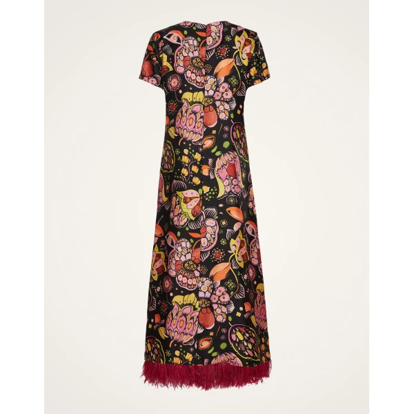 La DoubleJ Swing Dress (With Feathers) Eden in Twill Silk - Dresses - Milanese Maximalist Fashion at Coveti