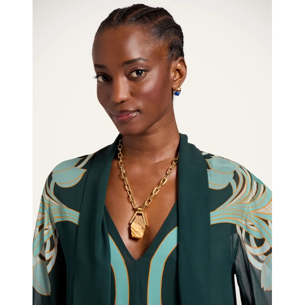 La DoubleJ Swing Dress (With Feathers) Winter Jasmine in Twill Silk - Dresses - Milanese Maximalist Fashion at Coveti