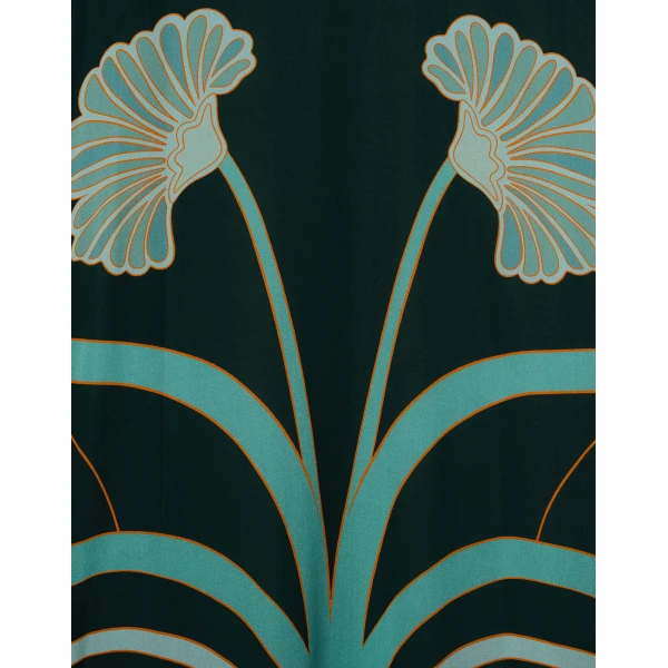 La DoubleJ Swing Dress (With Feathers) Winter Jasmine in Twill Silk - Dresses - Milanese Maximalist Fashion at Coveti