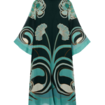 La DoubleJ Swing Dress (With Feathers) Winter Jasmine in Twill Silk - Dresses - Milanese Maximalist Fashion at Coveti