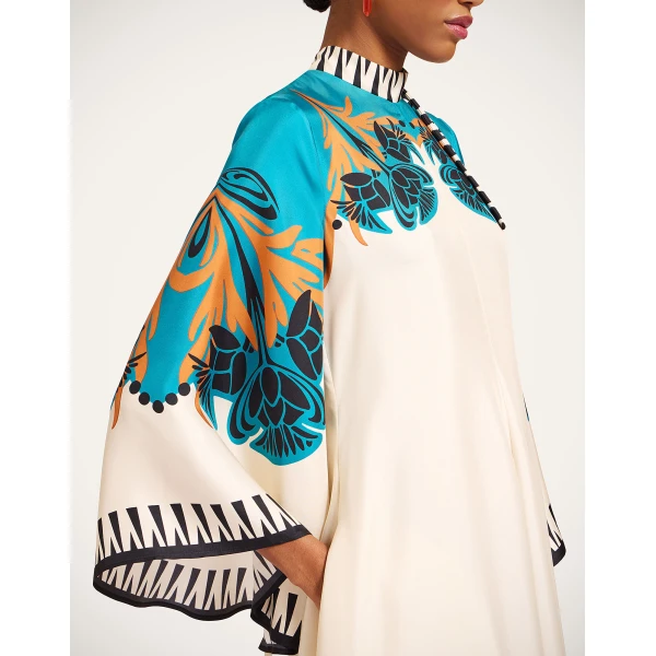 La DoubleJ Swing Dress Woodland Placée Burgundy in Silk Twill - Dresses - Milanese Maximalist Fashion at Coveti
