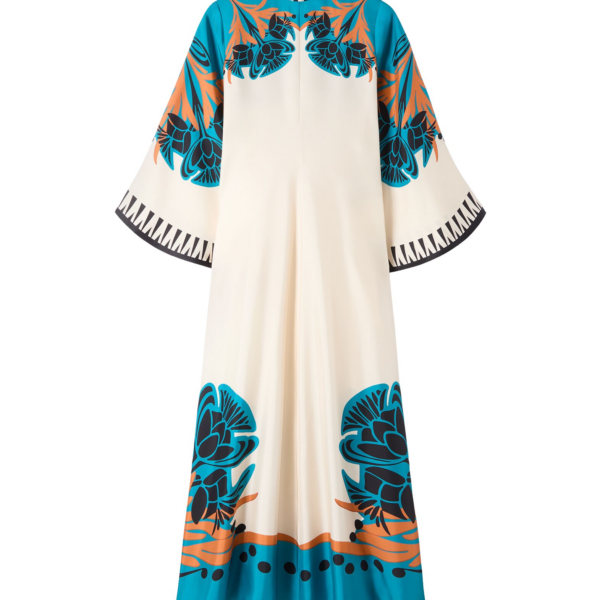 La DoubleJ Swing Dress Woodland Placée Burgundy in Silk Twill - Dresses - Milanese Maximalist Fashion at Coveti