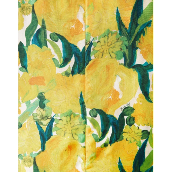 La DoubleJ Swing Dress Zesty Yellow in Silk Twill With Feathers - Dresses - Milanese Maximalist Fashion at Coveti