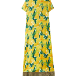 La DoubleJ Swing Dress Zesty Yellow in Silk Twill With Feathers - Dresses - Milanese Maximalist Fashion at Coveti