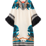 La DoubleJ The Kaftan Florence Placée Ivory in Silk Twill With Feathers -  - Milanese Maximalist Fashion at Coveti