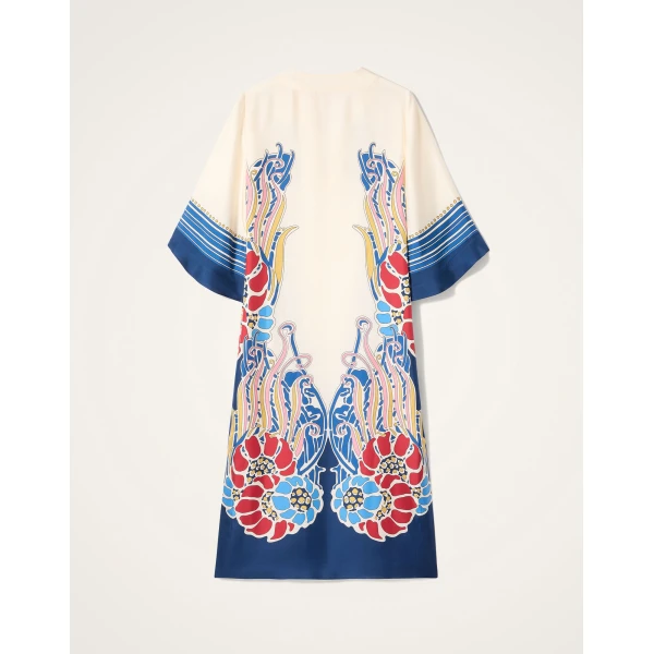 La DoubleJ The Kaftan Lemuria Placée Blue in Silk Twill -  - Milanese Maximalist Fashion at Coveti