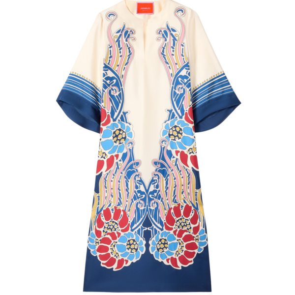 La DoubleJ The Kaftan Lemuria Placée Blue in Silk Twill -  - Milanese Maximalist Fashion at Coveti