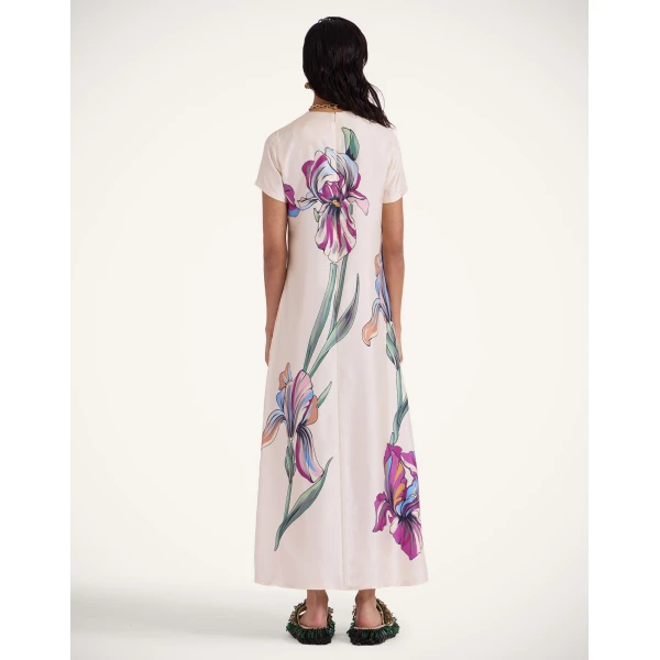 La DoubleJ Waldorf Dress Oasis Ombré Placée Geen & Red in Crepe De Chine - Dresses - Milanese Maximalist Fashion at Coveti