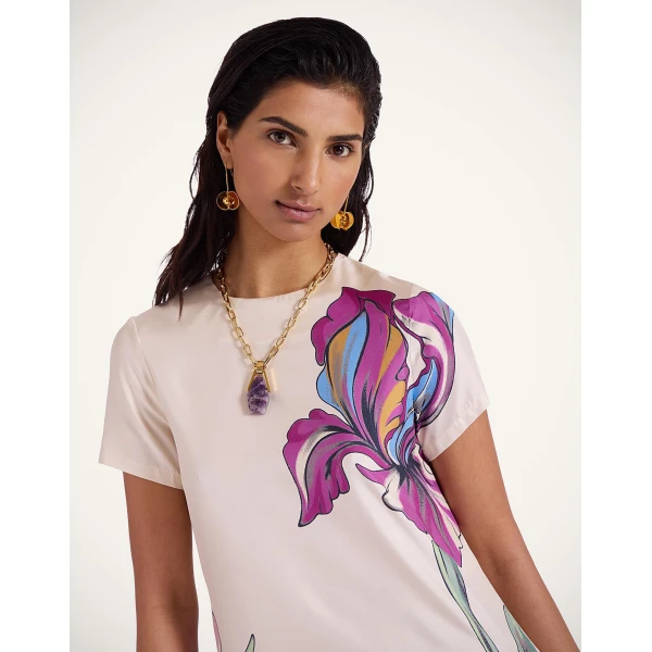 La DoubleJ Waldorf Dress Oasis Ombré Placée Geen & Red in Crepe De Chine - Dresses - Milanese Maximalist Fashion at Coveti