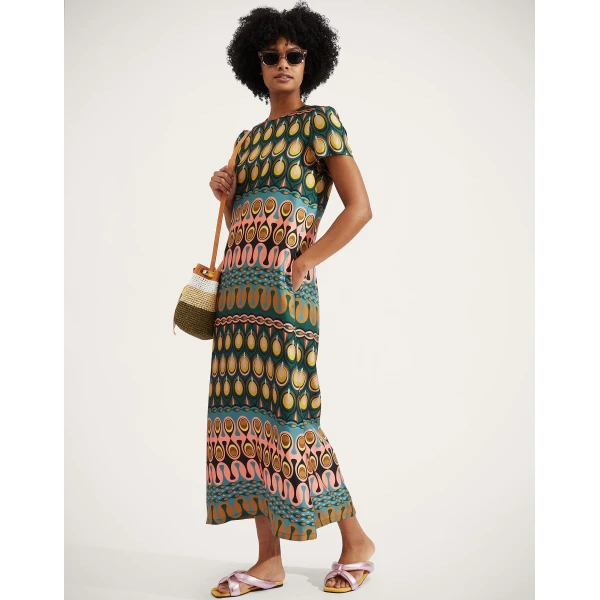 La DoubleJ Wavy Mini Dress Bicolor Mint & Dark Green in Cotton Knit - Dresses - Milanese Maximalist Fashion at Coveti