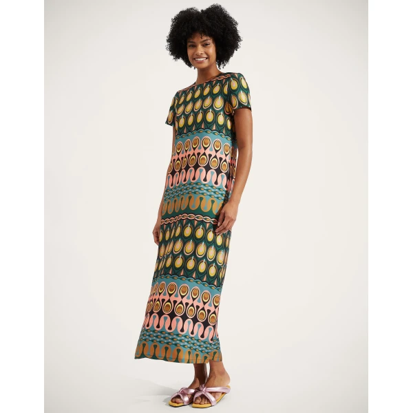 La DoubleJ Wavy Mini Dress Bicolor Mint & Dark Green in Cotton Knit - Dresses - Milanese Maximalist Fashion at Coveti